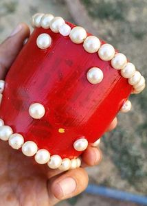Red Pearl-Embellished Planter