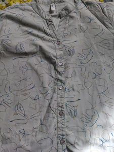 Abstract Print Button-Down Shirt