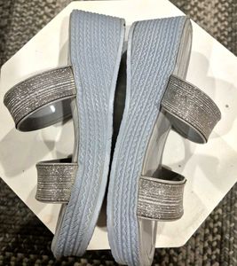Grey And Silver Block Heels