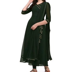 Green Angrakha Kurti With Dupatta
