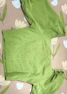 Green Puff Sleeve Korean Top