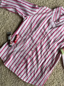 Pink Striped Oversized Shirt