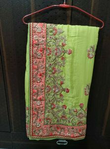 Green Embroidered Fabric