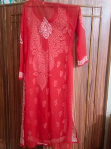 Red Embroidered Kurti