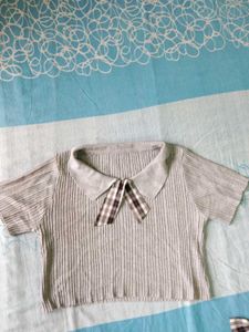 Cute Collared Knit Top