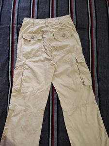 Bershka Beige Cotton Cargo Pants