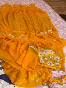 Yellow Ruffle Saree