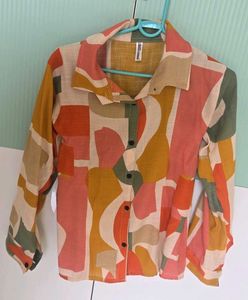 Abstract Print Button-Down Shirt