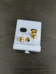 Golden And White Moti Studded Earrings