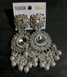 Statement Silver Pearl Earrings