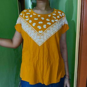 Yellow Paisley Print Top