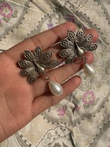 Peacock Pearl Drop Earrings