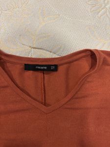 MADAME Orange Top with Tie detailing