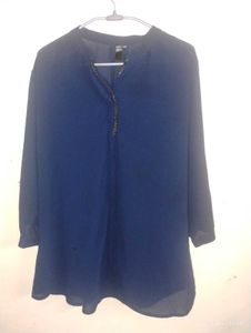 Chiffon Beutiful Blue Colour Stylish Shirt