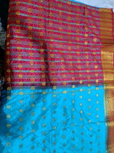 Silk Saree - Red &amp; Turquoise