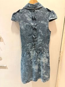 Denim Mini Dress with Embellishments
