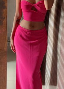 shein sexy tube top and full length skirt🦋