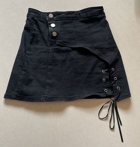 Black Denim Mini Skirt