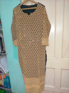 Golden Chikon Kari Kurta Set