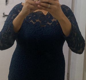 Net Navy Blue Short Dress