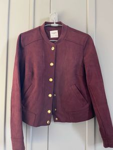 Burgundy  Suede Bomber Jacket