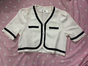 White And Black top skirt set