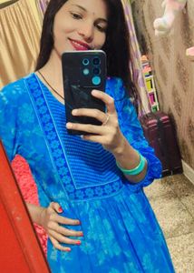 Blue Floral Print Dress