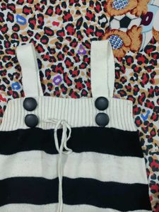 Cute Striped Knit Dress With Jacket