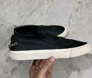 ZARA BLACK WHITE SLIP ON SNEAKERS UK 8