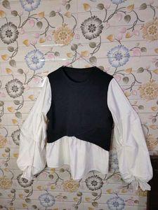 Korean Vibes Top With Full Puffed Sleeves