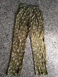 Green Bamboo Print Pants