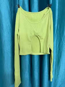 Green Cutout Long Sleeve Top