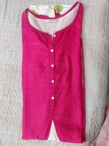 Pink pure cotton thread work kurti 💓