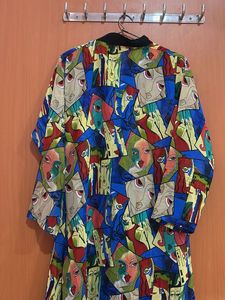 Abstract Print Dress with black inner sepratly