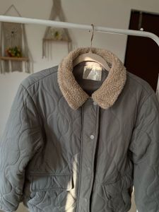 LUUL GREY FLEECE COLLAR PUFFER JACKET
