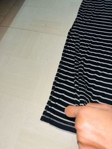 Striped Slit Midi Skirt