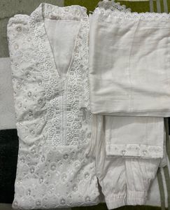 White Embroidered Kurta Set
