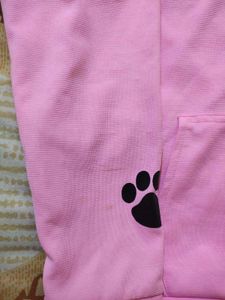 Cat Printed Light Pink Cute Hoodie