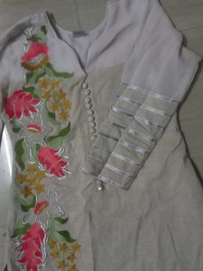 Khadi Cotton Kurta With Fine Embroidery