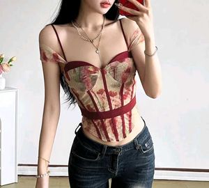 Begie Maroon Floral Corset Top