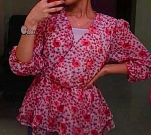 Floral Wrap Blouse