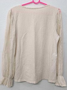 Ivory Long Sleeve Ruffle Top