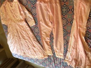 Pink Georgette Lucknavi 3 Pc Suit Set Avl
