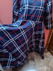 3xl Blue Plaid Fit &amp; Flare Dress