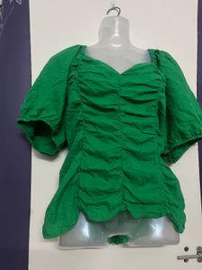 Bright Green AVA &amp; Viv Peasant Top with back Elast