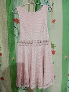 Pink Lace Fit & Flare Dress