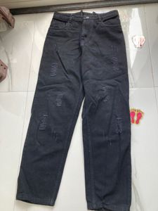Distressed Black Denim Jeans