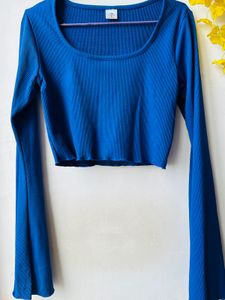 Blue Bell Sleeve Crop Top