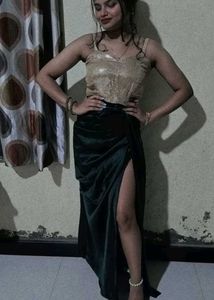 Elegant Green Slit Maxi Dress