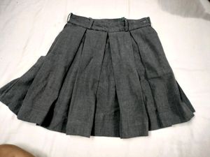 Gray Pleated Mini Skirt